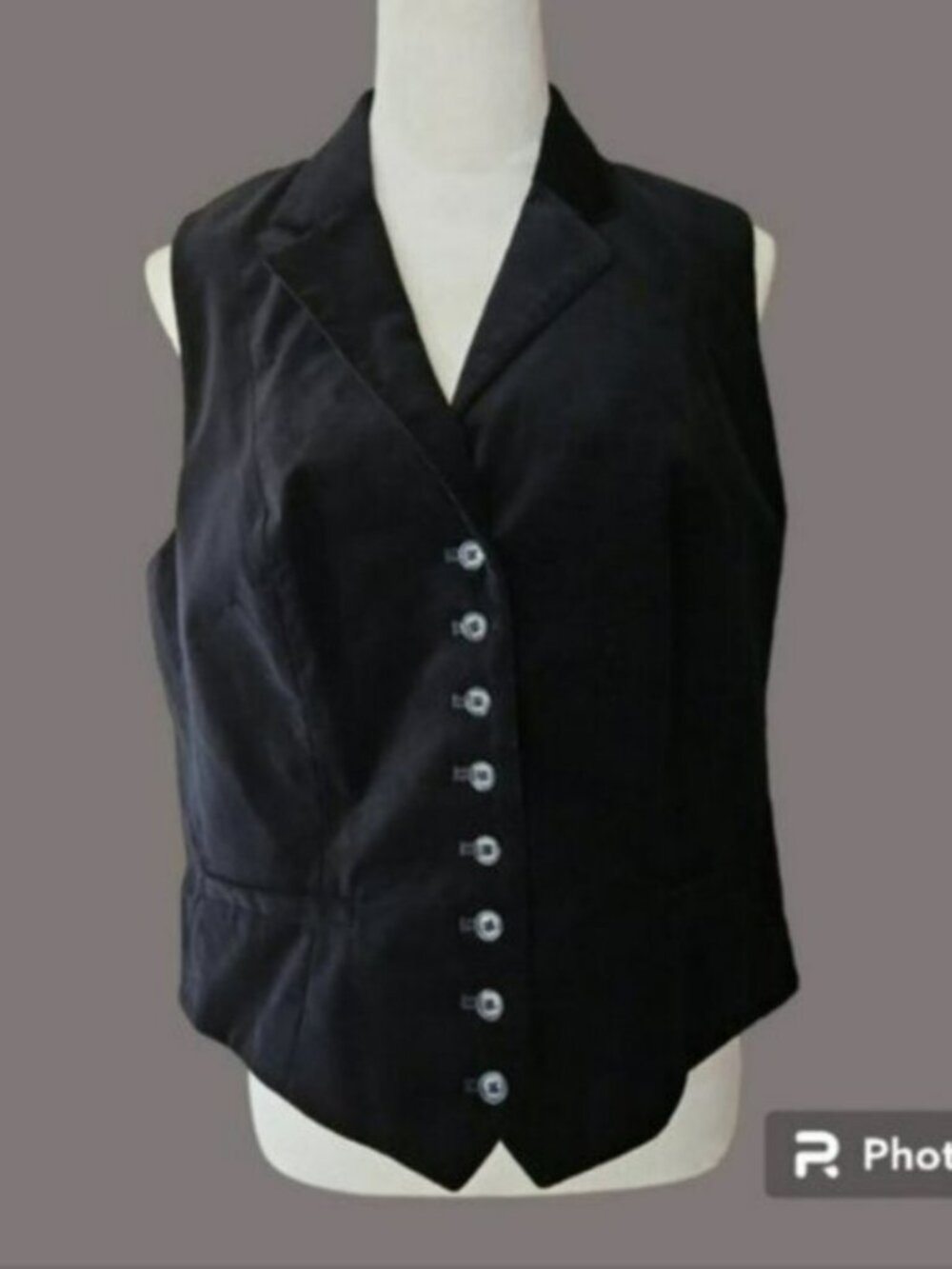 Chaps Black 100% Cotton Velvet Tailored Lined Vest size XL